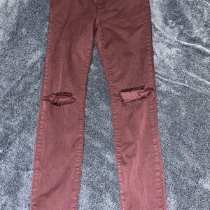 PacSun Distressed Burgundy Pants